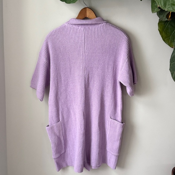 PinkBlush Lavender Sweater Knit Front Button Romper - Picture 4 of 8